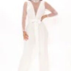 FASHION NOVA Fashionably Late Jumpsuit - White